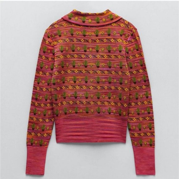 Zara KNIT JACQUARD JACKET - Picture 2 of 3